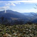 箱根山と芦ノ湖と大涌谷の噴煙