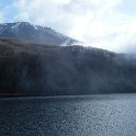 朝霧の古池から黒姫山